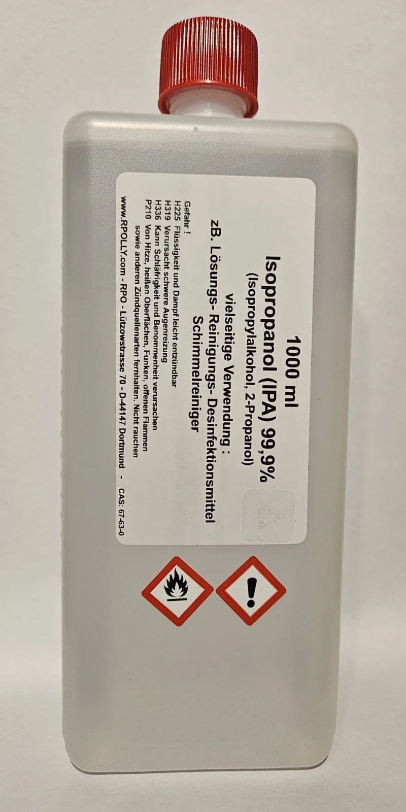 1000 ml Isopropanol (IPA) Isopropylalkohol 99,9%, Reinigungs- Desinfektionsmittel