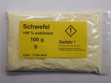 100 g Schwefel, Säurearm, sublimiert reinst >99,9% für Elementarsammlung