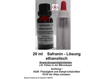 20 ml Safranin Lösung, ethanolisch, für die Mikroskopie